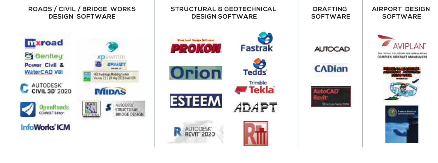 Roads, structural, drafting and airport design software